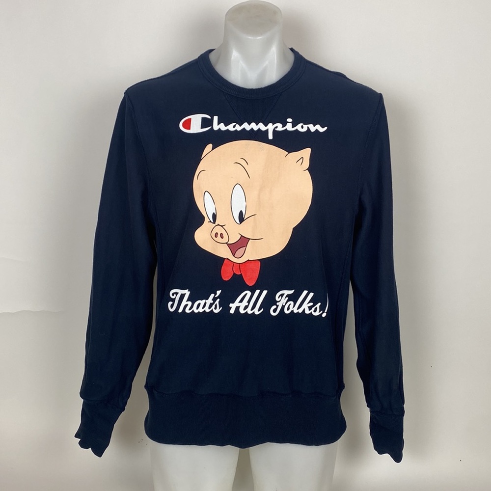 Champion × Todd Snyder Looney Tunes Porky Pig
Dark Blue Sweater Men’s Size L